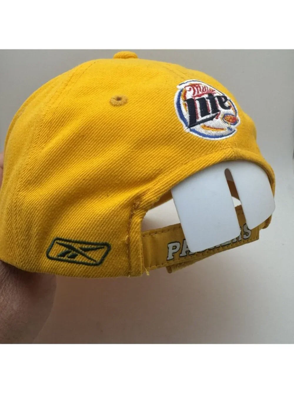 Green Bay Packers NFL Adjustable Baseball Cap Hat Reebok Yellow Gold Miller Lite